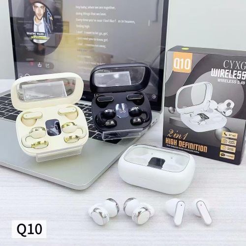 TWS Q10 Double (2-in-1) high definition Al Wireless Earbuds - Noise Cancellation, Bluetooth 5.3 2026 Edition.