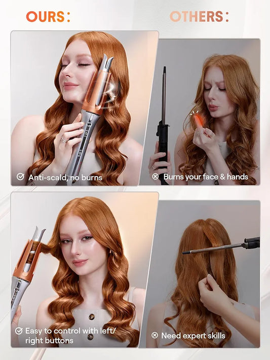 Automatic Curling Iron 25mm with 3 Temperatures Fast Heating, 2-Way Rotation, Automatic Shut-Off, Anti-Scald, Anti-Tangle Rotating for Hair Styling