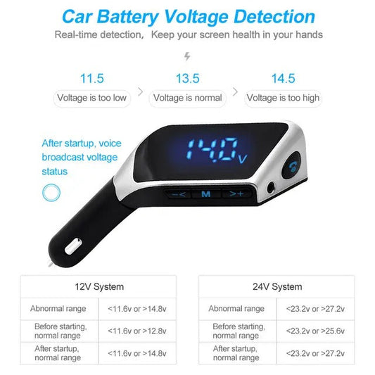 V1 Bluetooth Car FM Modulator Cigarette Lighter Player Transmitter MP3 FM USB Black + Gold