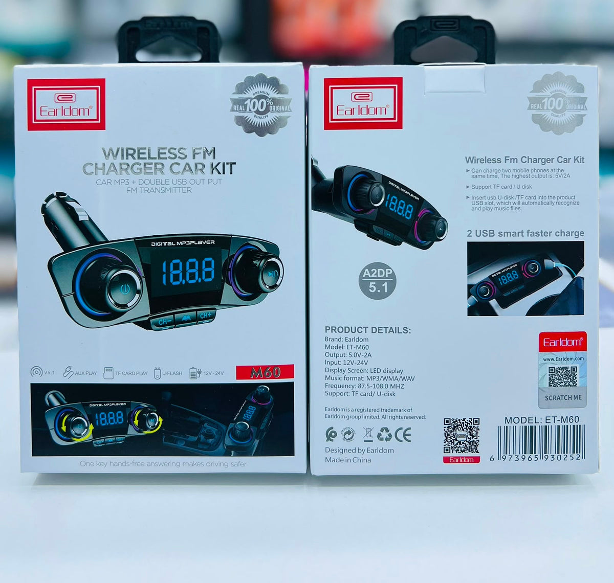 Earldom ET-M60 Wireless FM Modulator and Car Charger